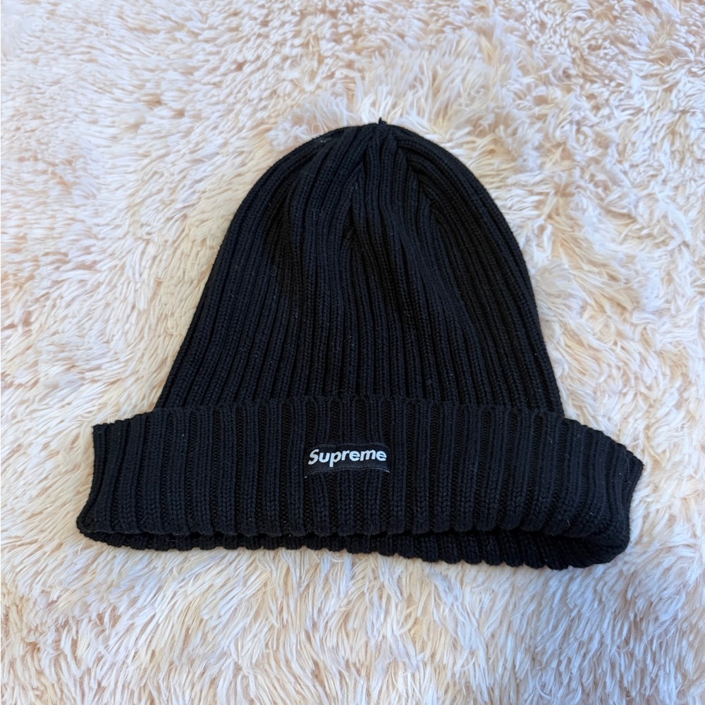 Supreme Black Rib Knit Cuffed Beanie
